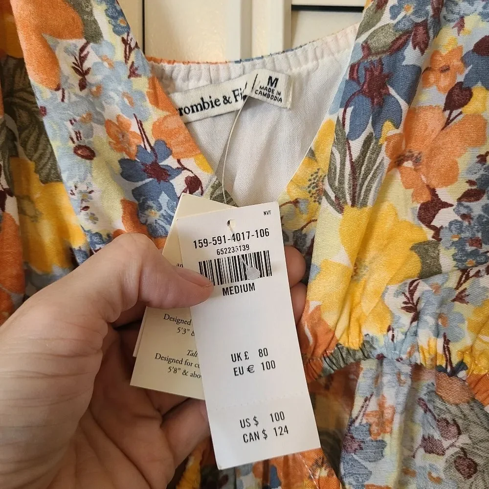 NWT Abercrombie cutout maxi dress floral